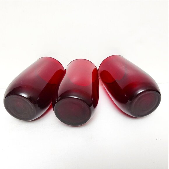 Vintage Art Deco Roly Poly Roy Royal Ruby 3 Set 11oz Tumbler by Anchor Hocking - Picture 5 of 6